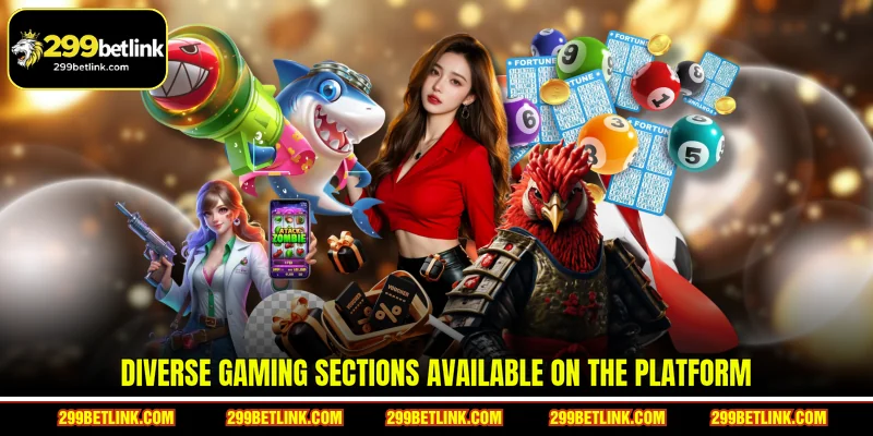 Diverse gaming sections available on the platform